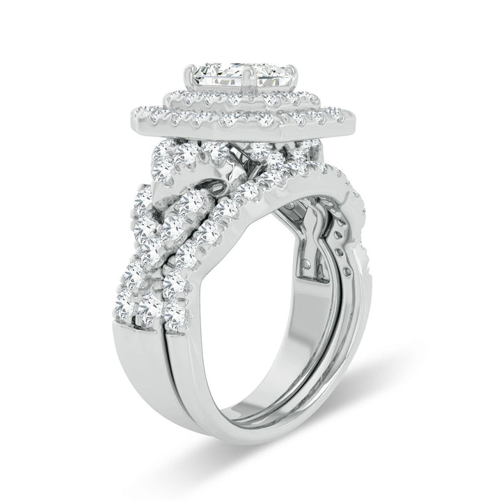 Brilliant 3CT Lab Diamond Engagement Ring in 14K White Gold