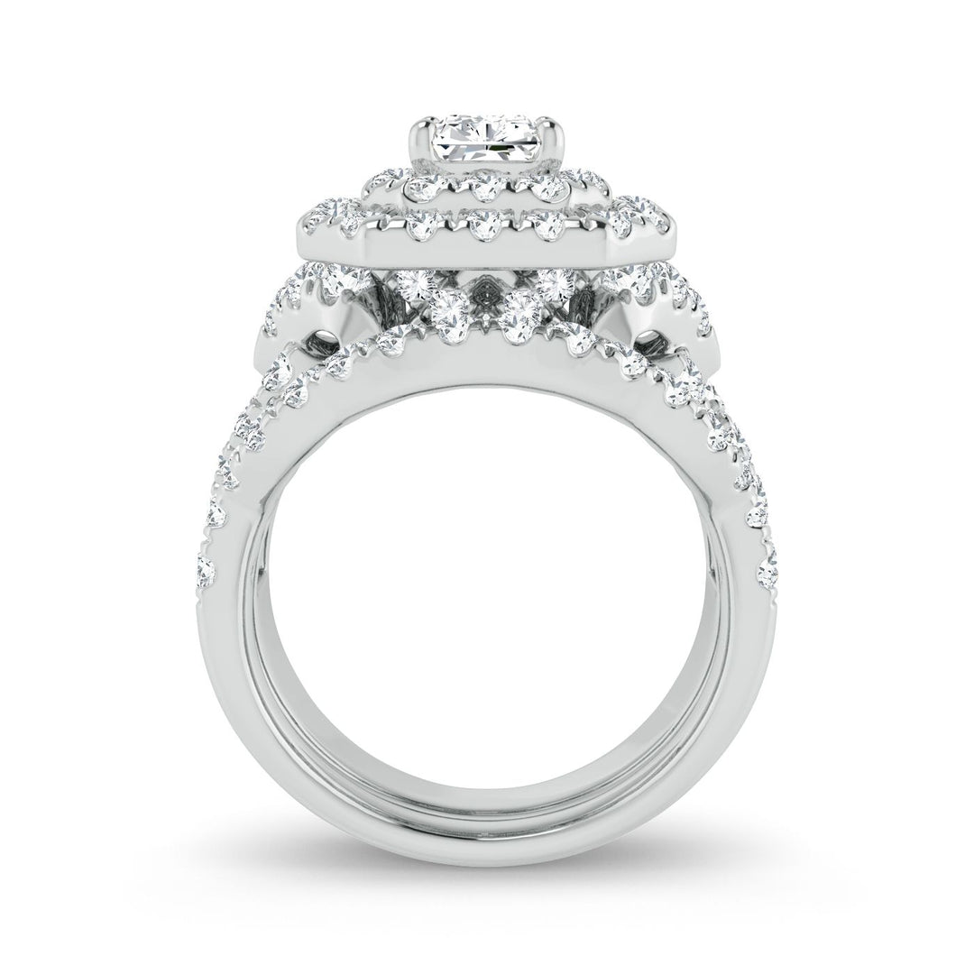 Brilliant 3CT Lab Diamond Engagement Ring in 14K White Gold