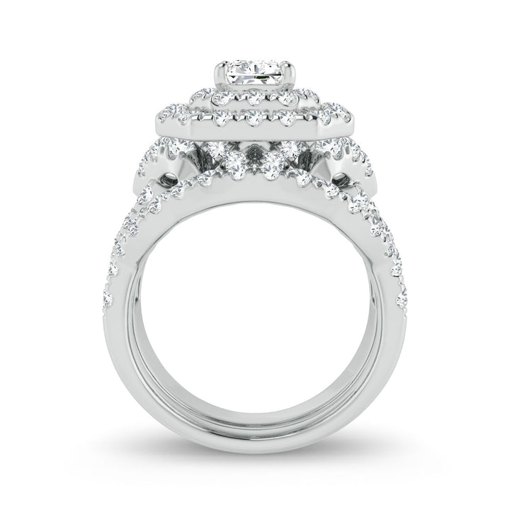Brilliant 3CT Lab Diamond Engagement Ring in 14K White Gold