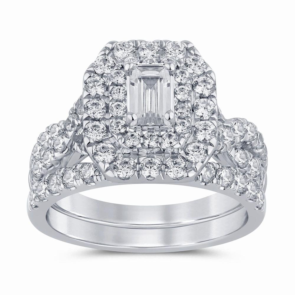 Brilliant 14k White Gold 2ct Lab Diamond Bridal Ring