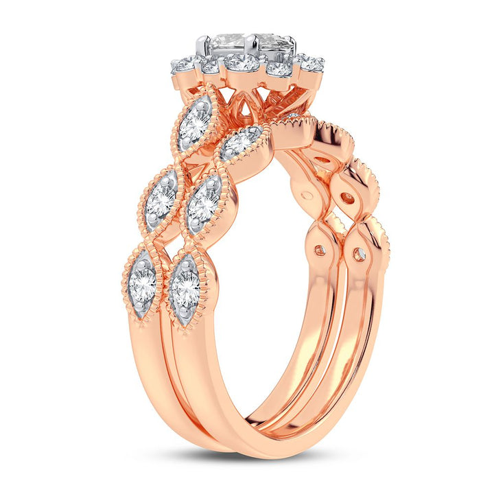 14k Rose Gold 1CT Lab Diamond Bridal Solitaire Ring