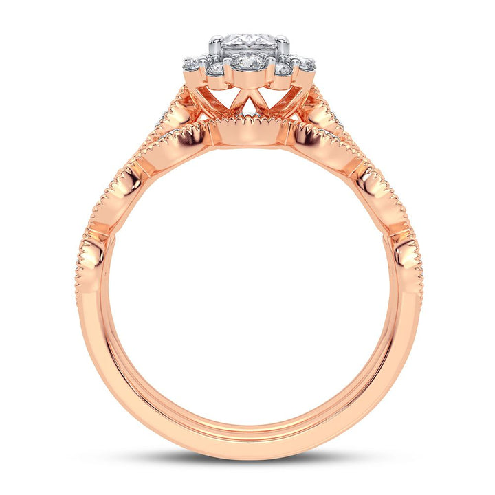 14k Rose Gold 1CT Lab Diamond Bridal Solitaire Ring