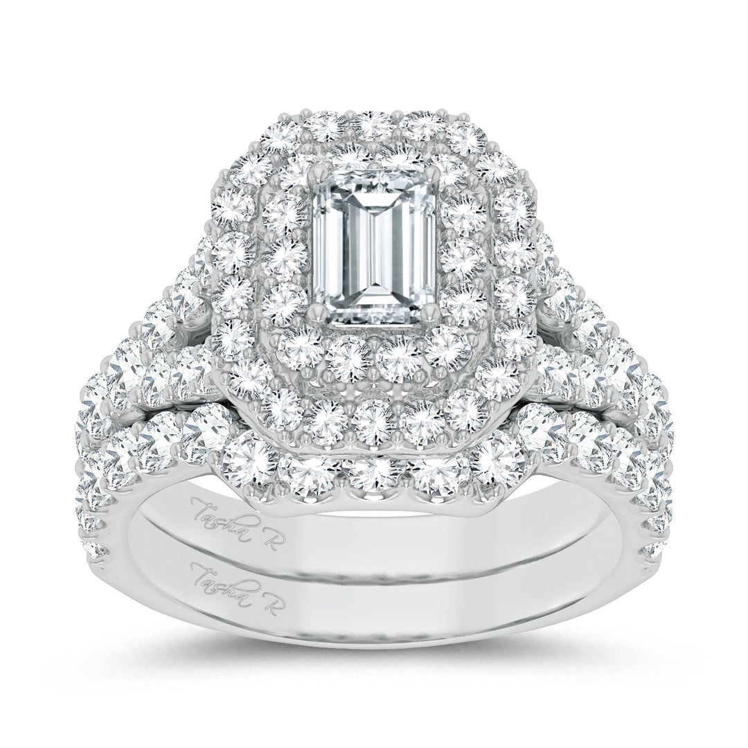 Brilliant 3CT Lab Diamond Engagement Ring in 14K White Gold