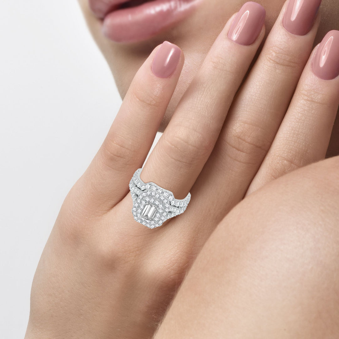 Brilliant 3CT Lab Diamond Engagement Ring in 14K White Gold