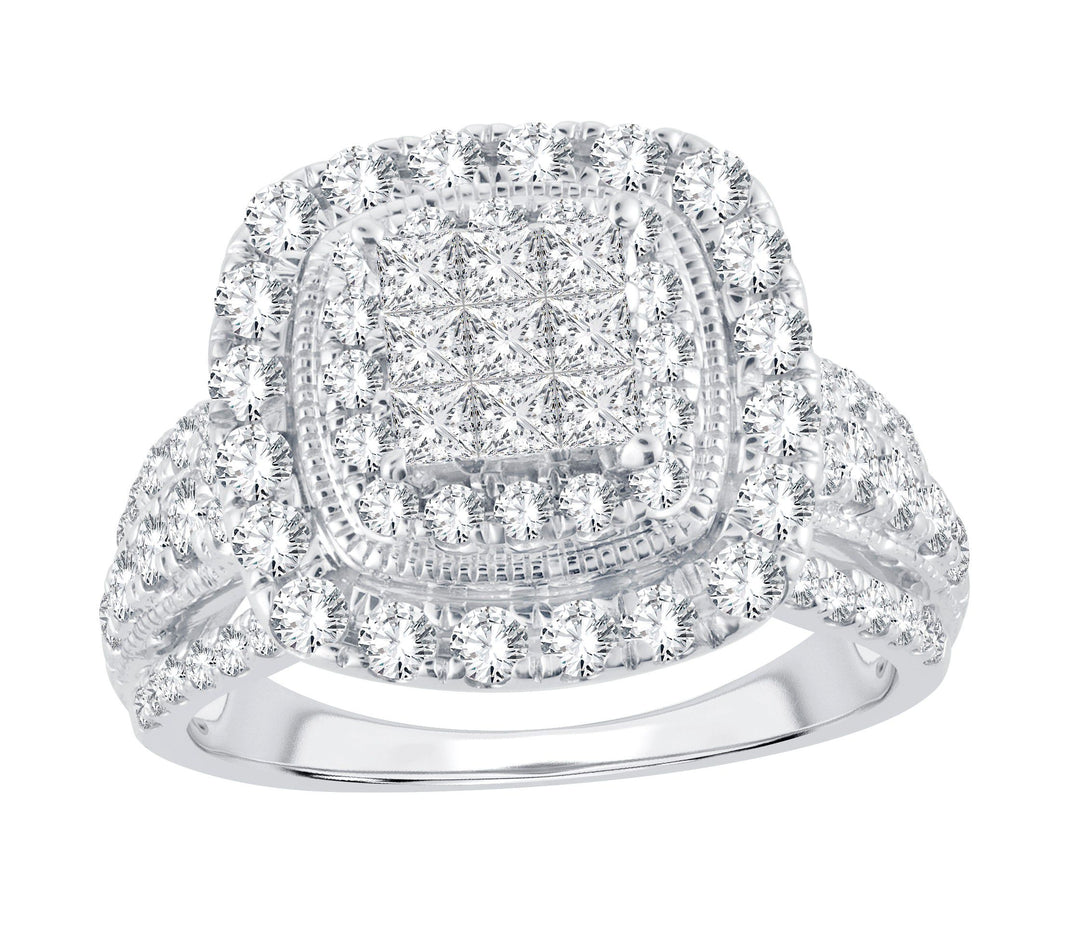 14k White Gold 1.50ct Lab Diamond Womens Fashion Ring