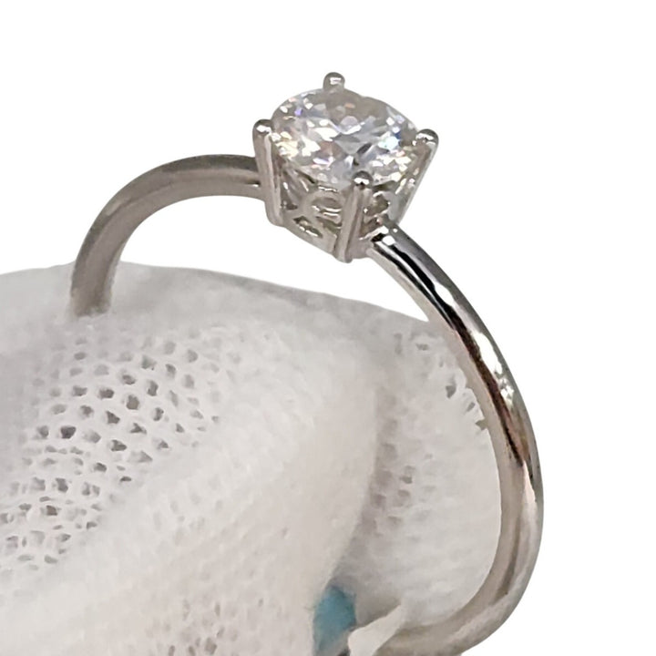 0.6 CTW Moissanite Solitaire Sterling Silver Ring size 9
