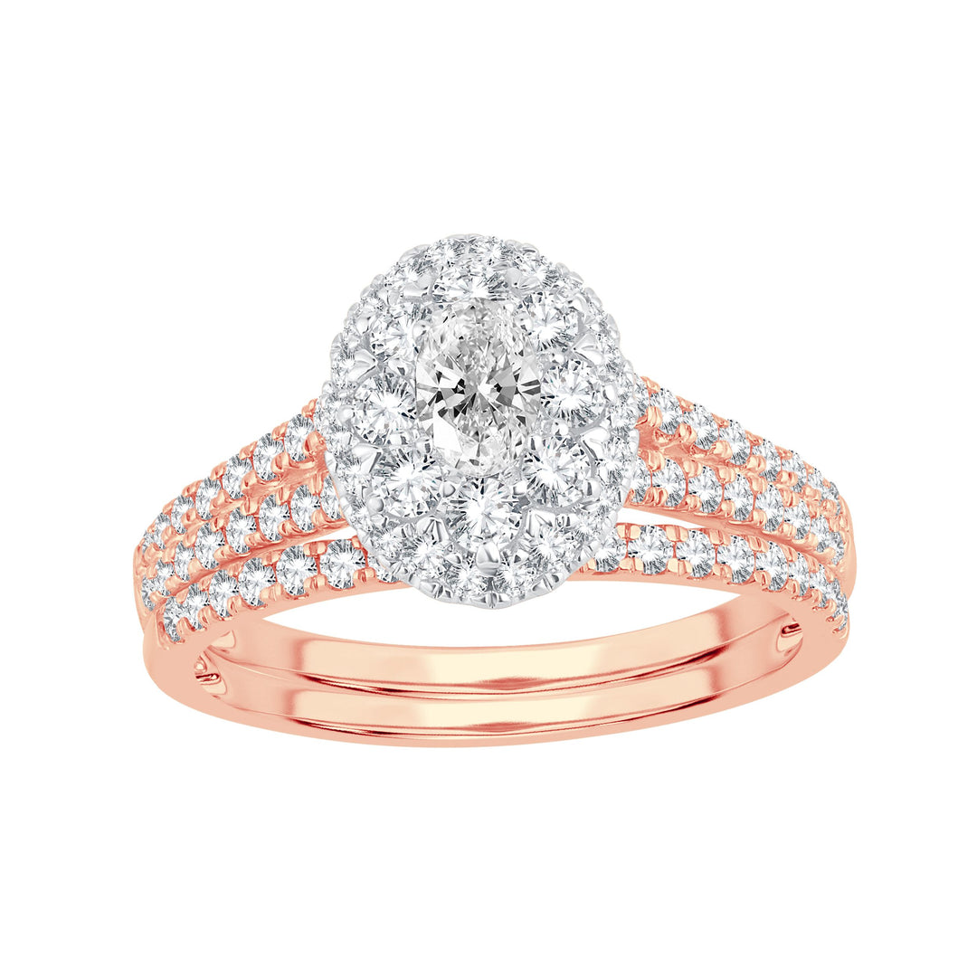 Romantic 14k Rose Gold Lab Diamond Bridal Ring (1.14CT)