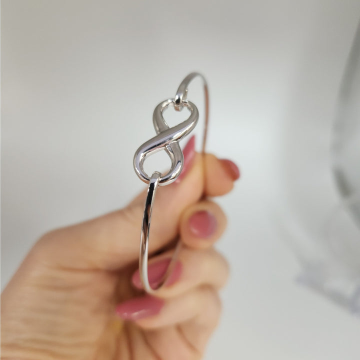 925 Sterling Silver Infinity Bangle Bracelet