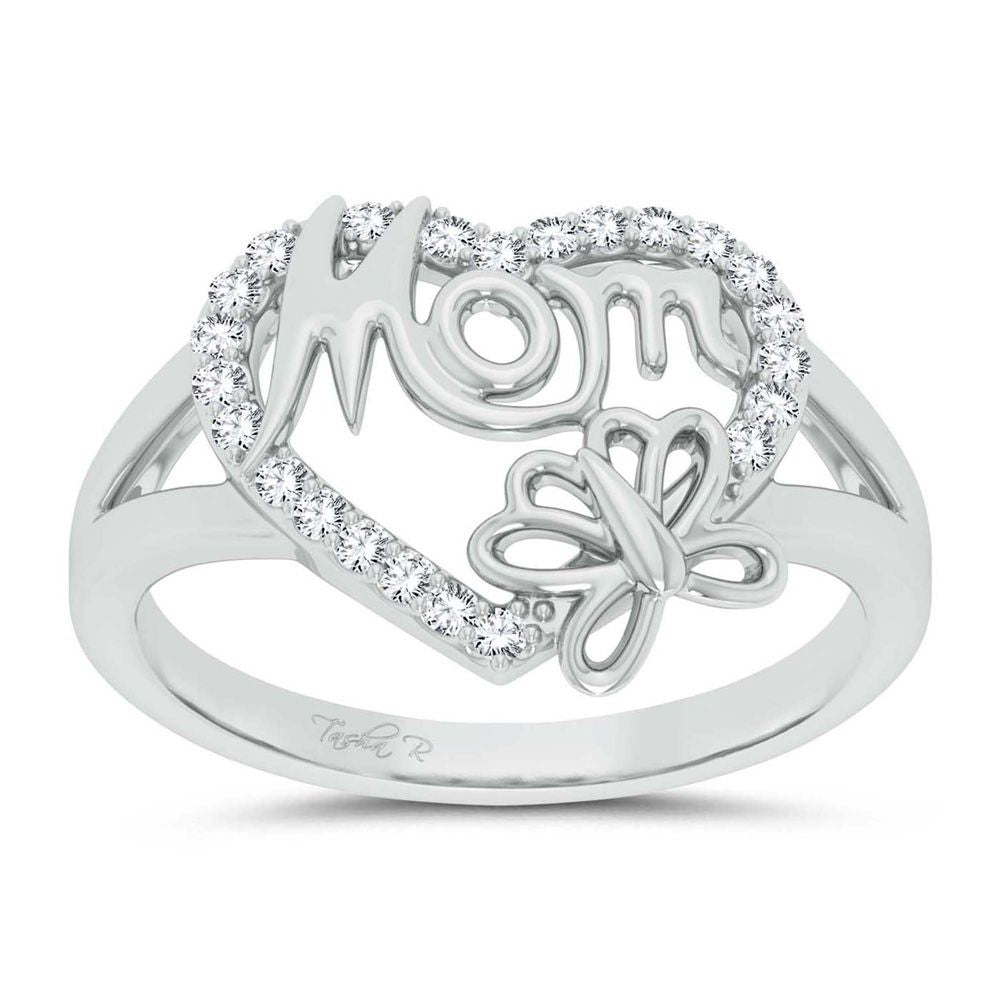 Chic 10k White Gold 0.16ct Diamond Womens Fashion Ring