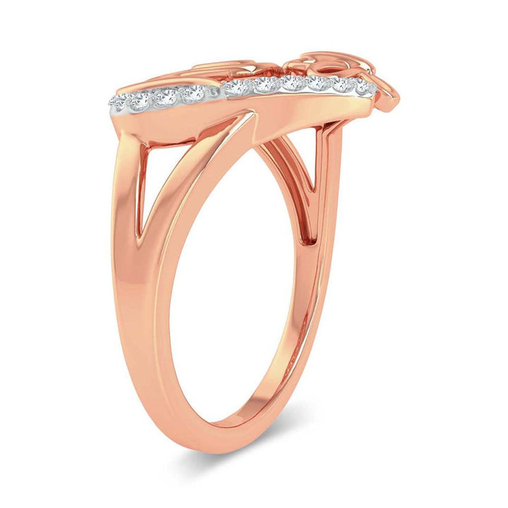 Chic 10k Rose Gold 0.16ct Lab Diamond Womens Fashion Ring