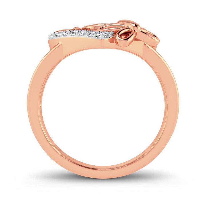 Chic 10k Rose Gold 0.16ct Lab Diamond Womens Fashion Ring