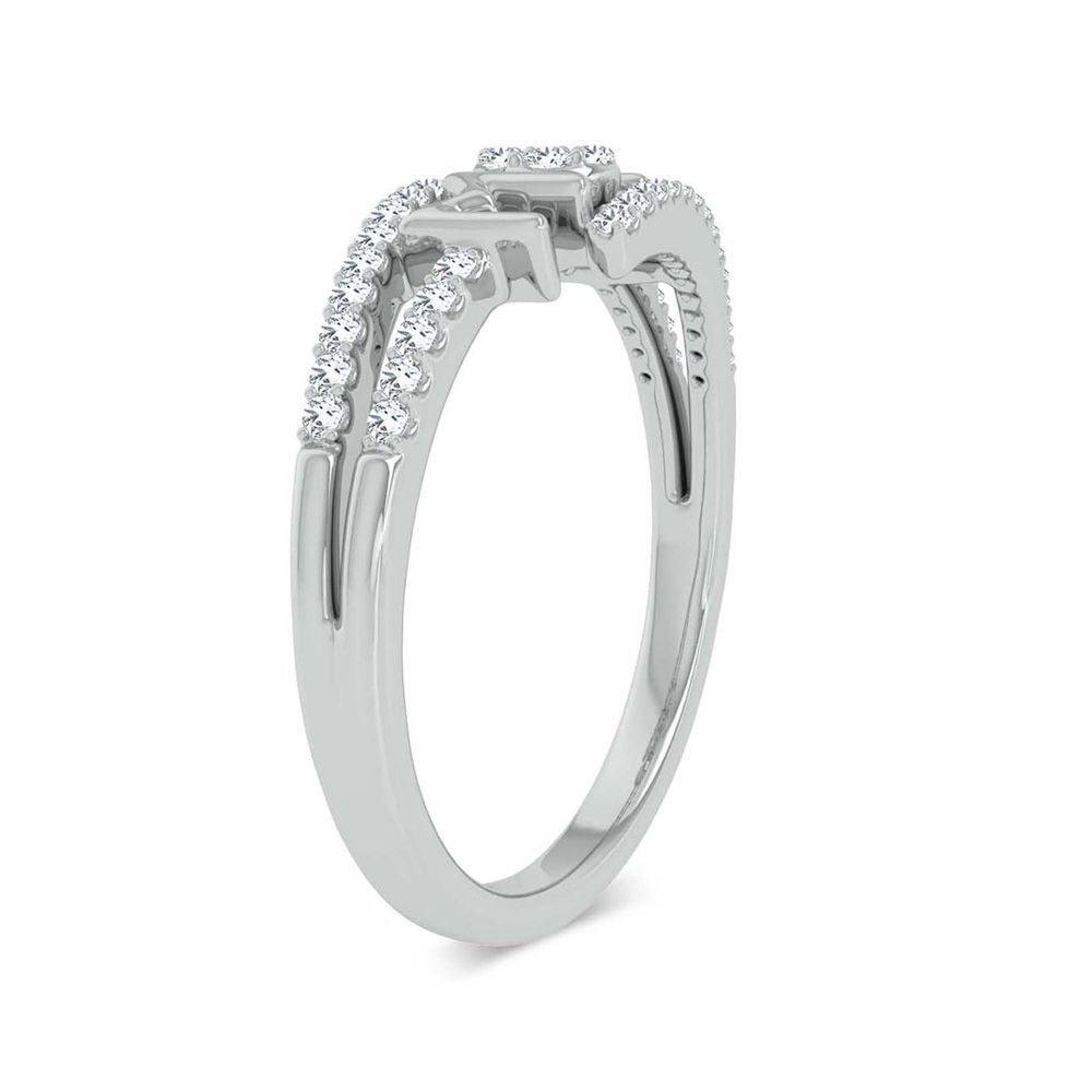 Chic 10k White Gold Lab Diamond Fashion Ring for Her
