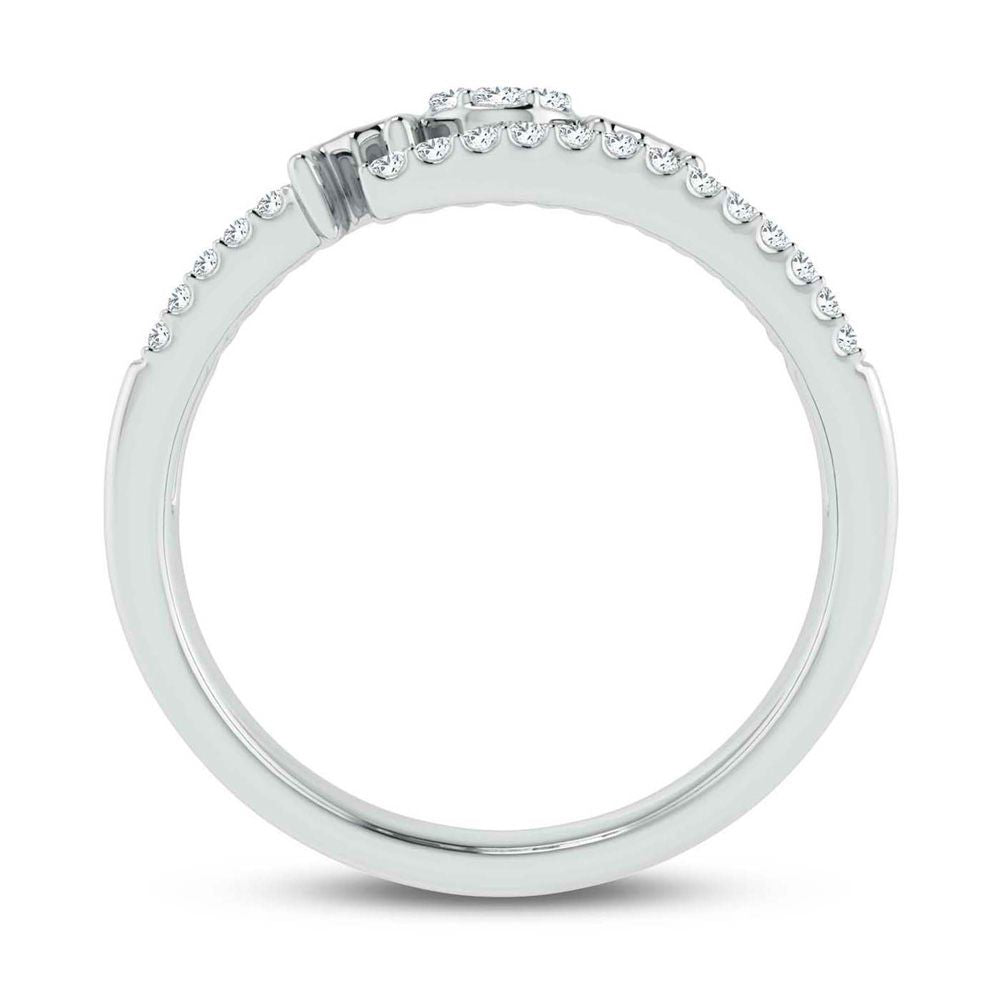 Chic 10k White Gold Lab Diamond Fashion Ring for Her