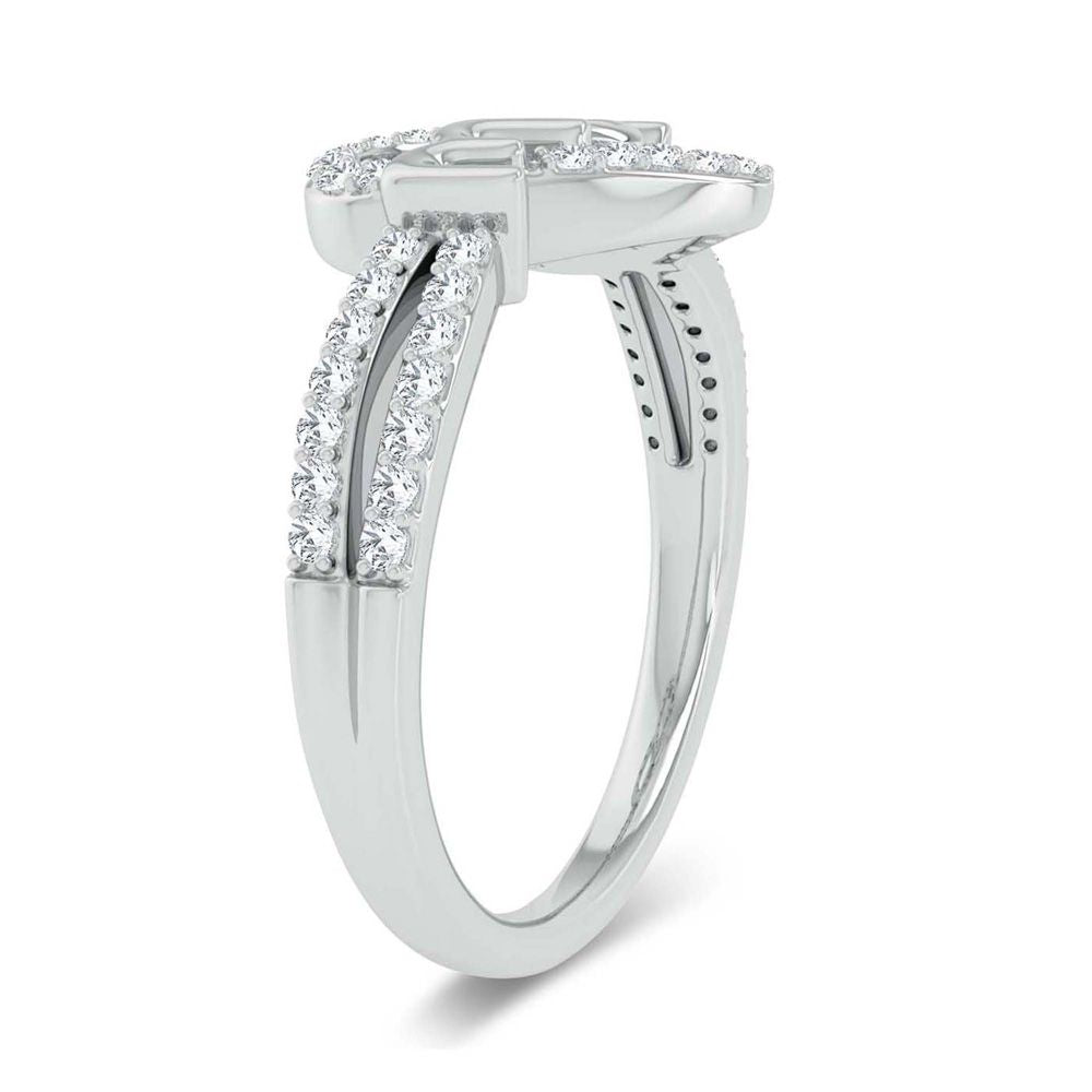 Chic 10k White Gold Lab Diamond Fashion Ring for Women