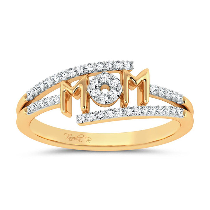 Chic 10k Yellow Gold Lab Diamond Womens Fashion Ring