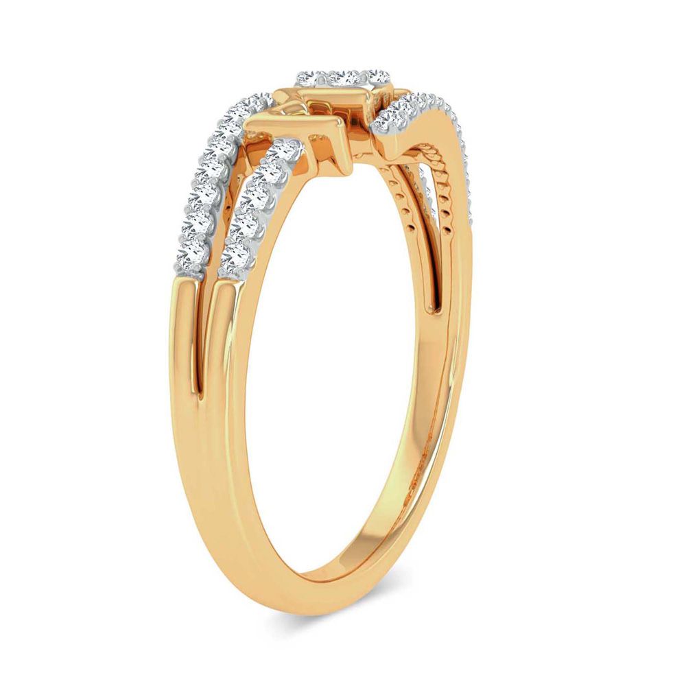 Chic 10k Yellow Gold Lab Diamond Womens Fashion Ring