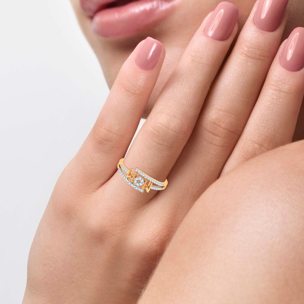 Chic 10k Yellow Gold Lab Diamond Womens Fashion Ring