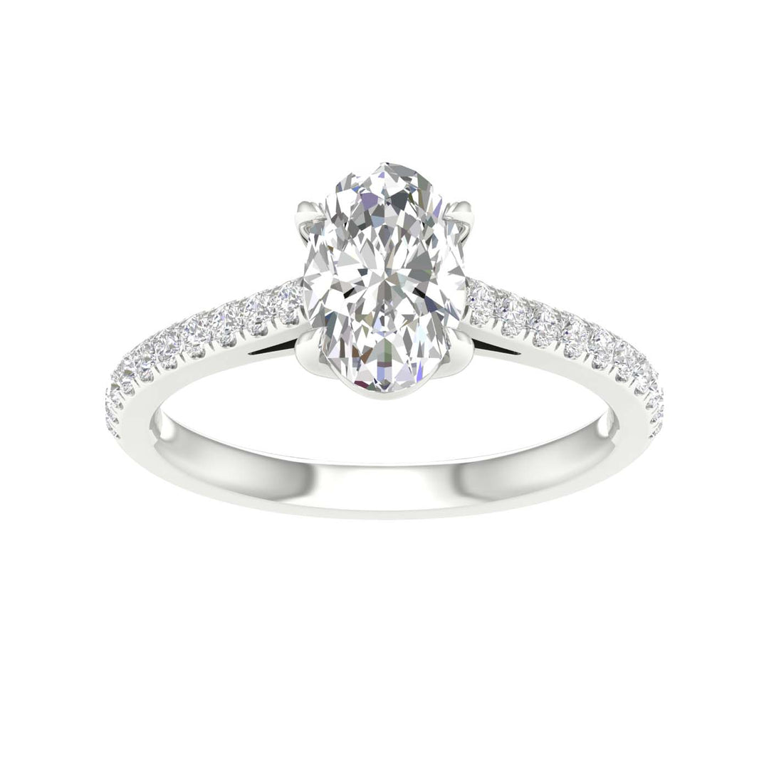 Brilliant 14K White Gold 1.25CT Lab Diamond Engagement Ring