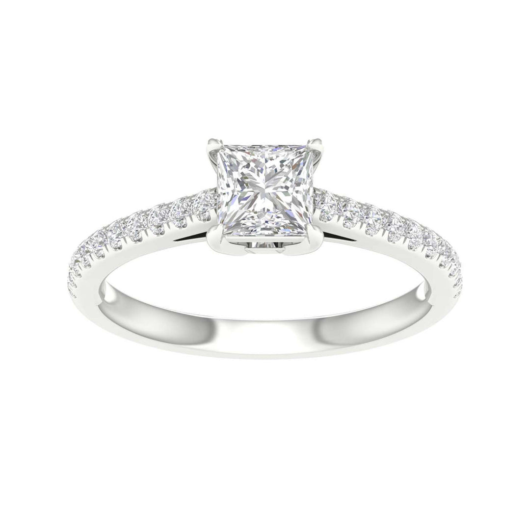 Certified 14K White Gold 1.25CT Lab Diamond Engagement Ring