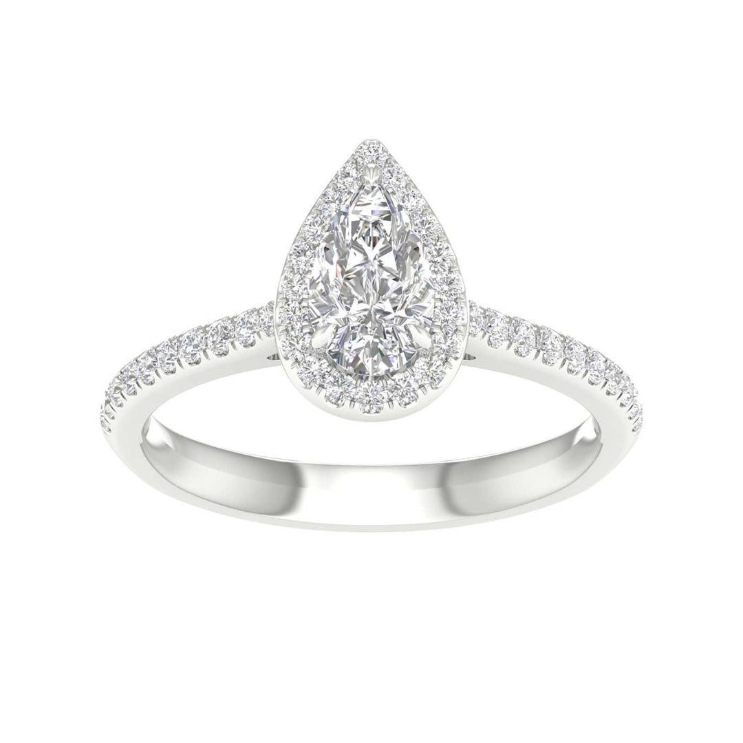 Brilliant 14K White Gold 1CT Lab Diamond Engagement Ring