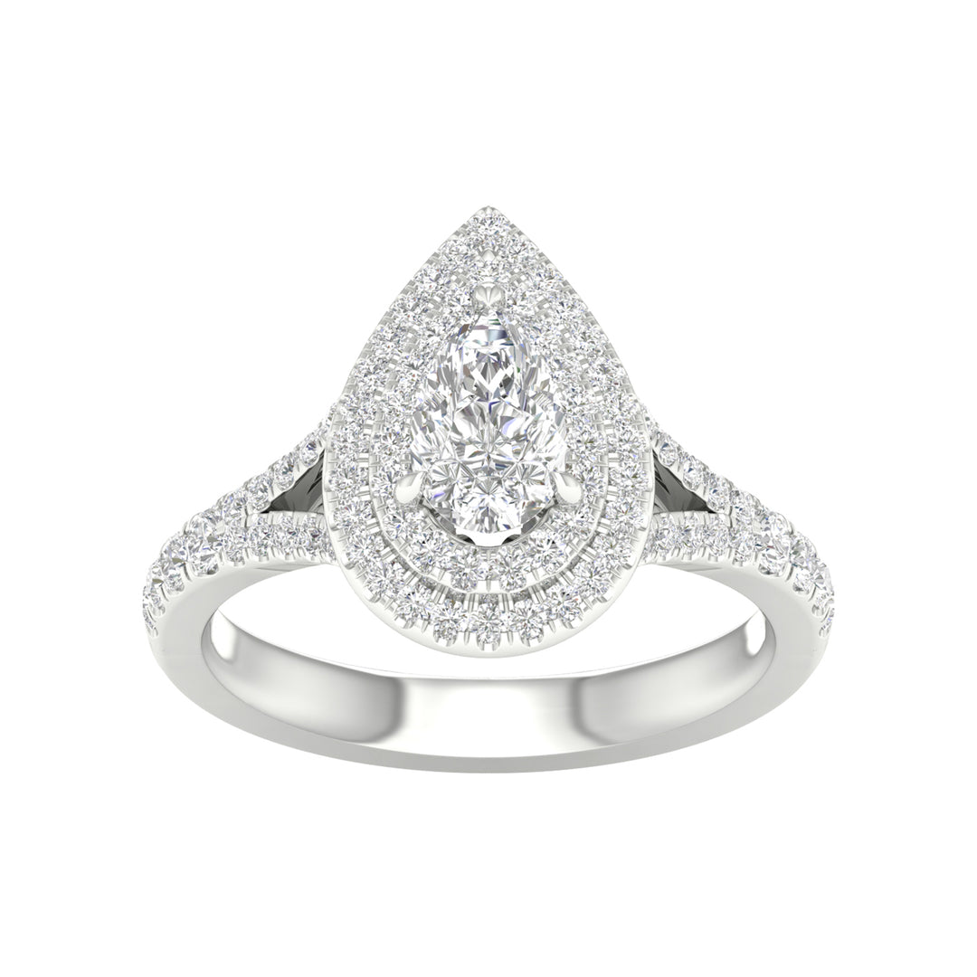 Brilliant 14K White Gold 1.25CT Lab Diamond Engagement Ring