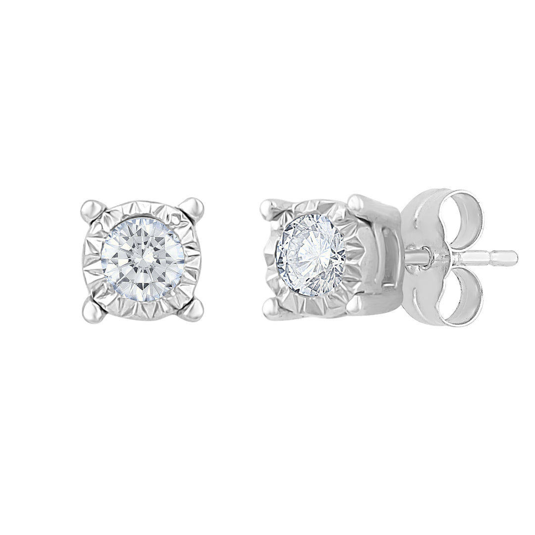 Chic 10k White Gold 0.10CT Lab Diamond Stud Earrings