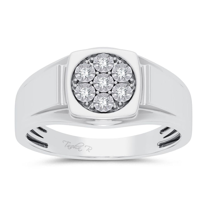 10K White Gold 0.13ct Diamond Mens Ring