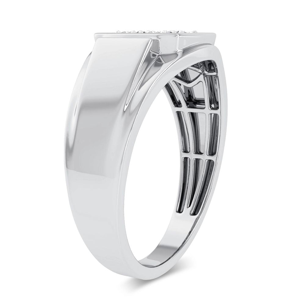 10K White Gold 0.13ct Diamond Mens Ring