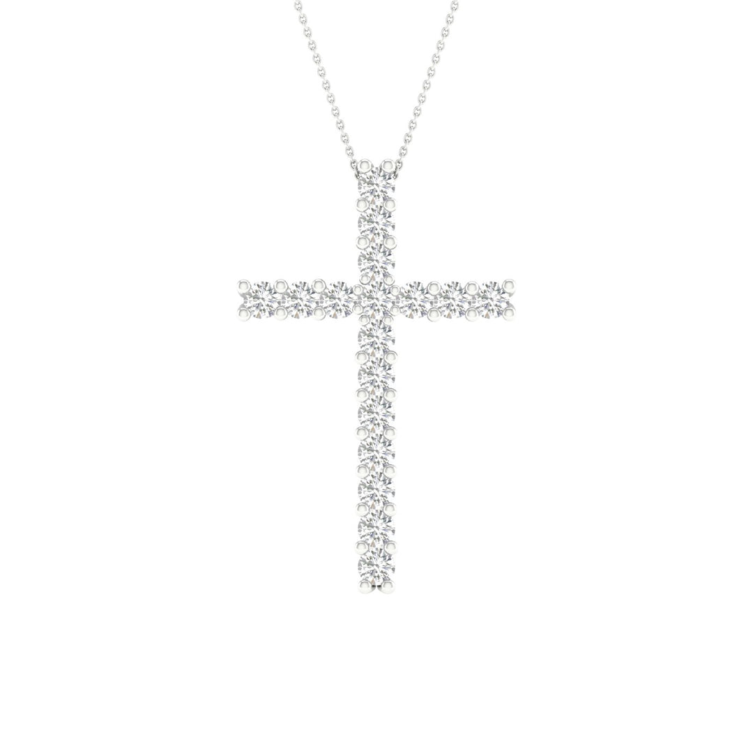 14K 0.50CT Certified Lab Grown Diamond Cross Pendant ( IGI Certified )