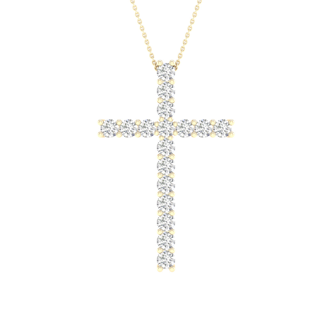 14K 1.00CT Certified Lab Grown Diamond Cross Pendant ( IGI Certified )