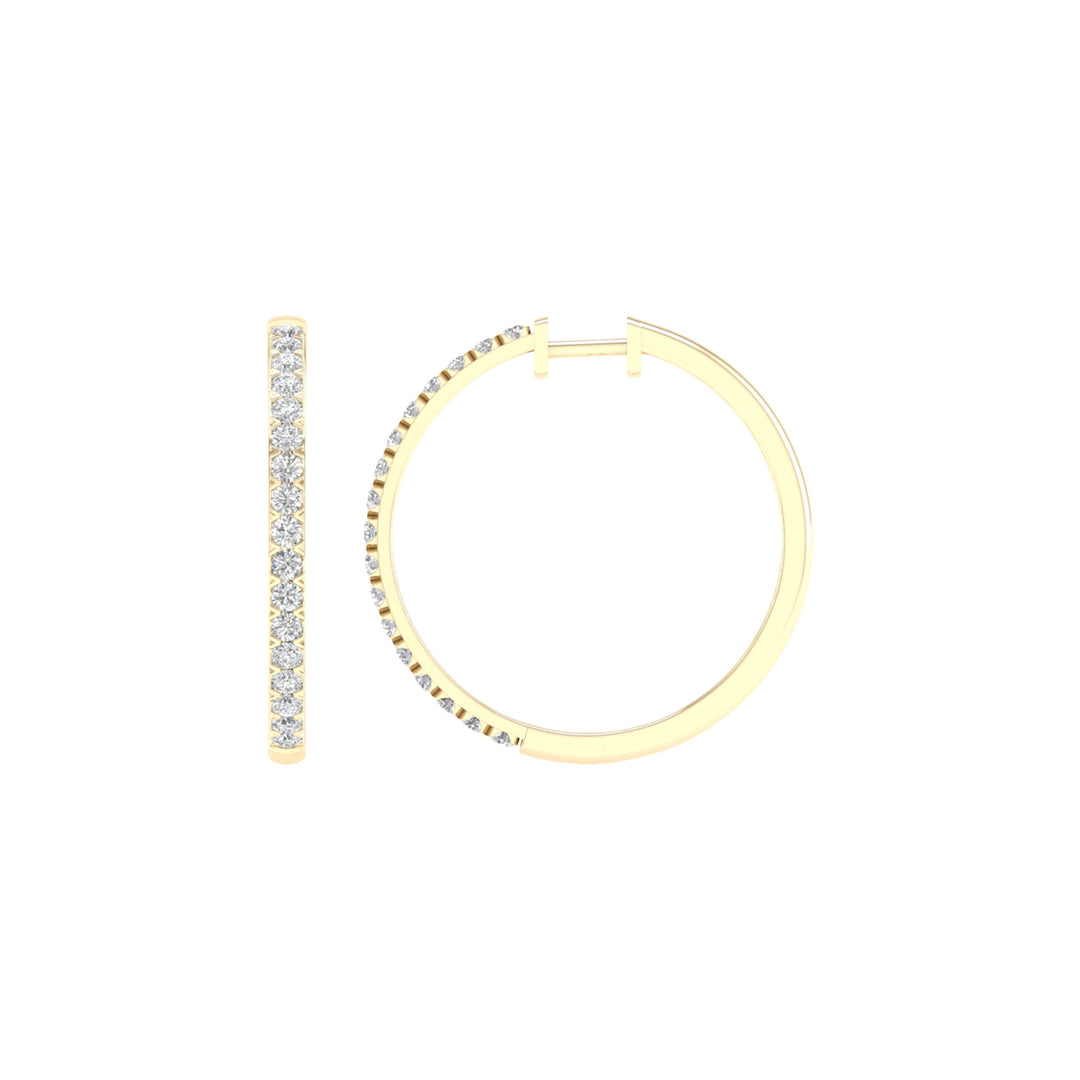 14K Yellow Gold 2CT Lab Diamond Hoop Earrings - IGI Certified