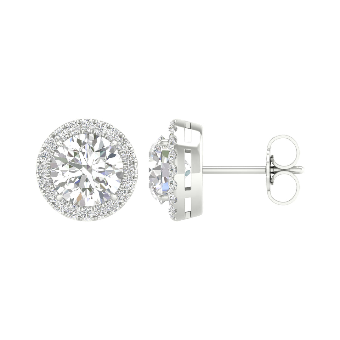 14K White Gold 3.25ct Lab Diamond Stud Earrings (IGI)