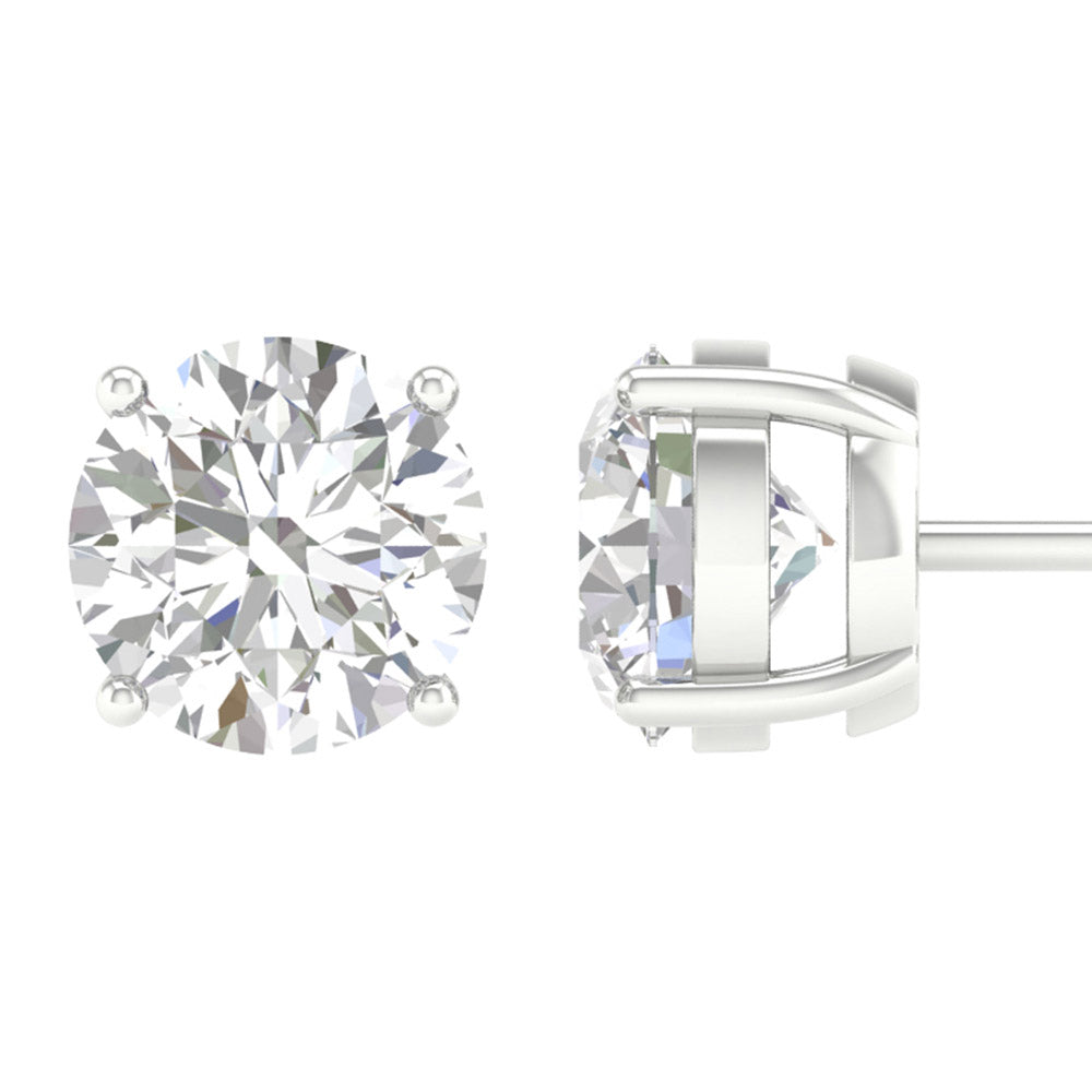 Certified 3CT Lab Diamond Studs in 14K White Gold