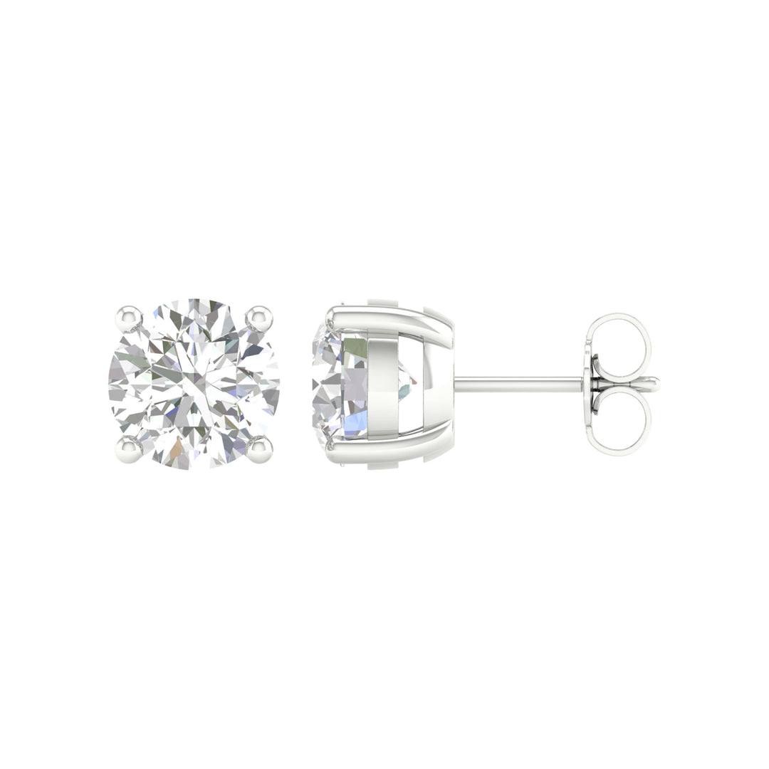 Brilliant 14K White Gold 4CT Lab Diamond Stud Earrings