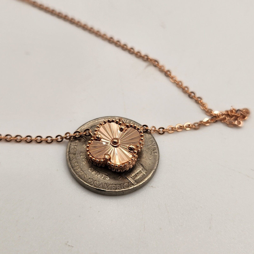 14k Rose Gold All Gold Flower Pendant Necklace 18"