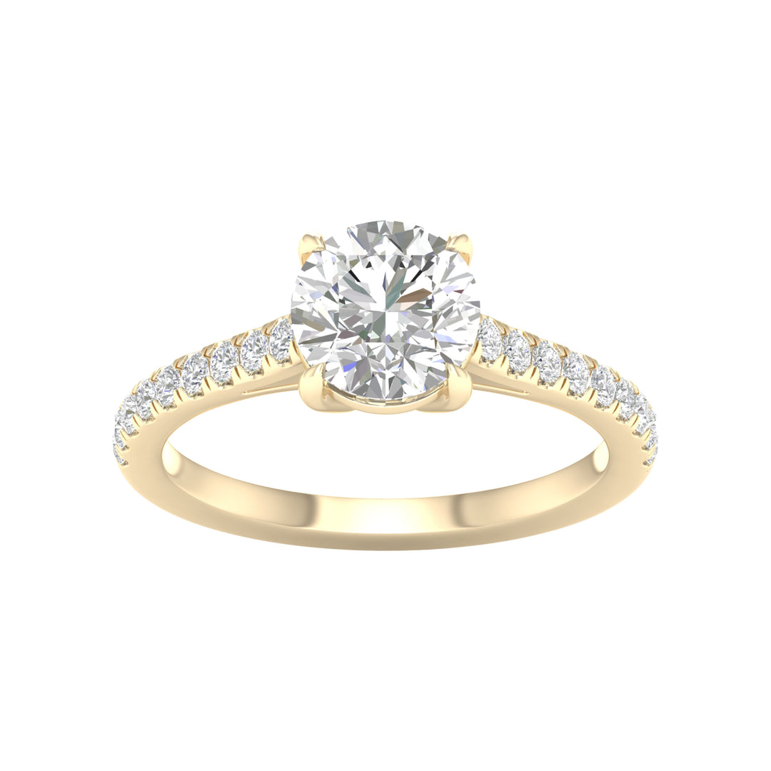 Certified 14K Yellow Gold 1.75CT Lab Diamond Engagement Ring