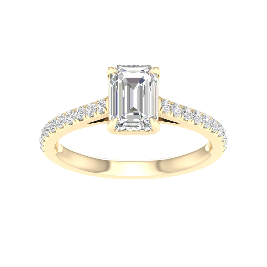 Certified 14K Yellow Gold 1.25CT Lab Diamond Engagement Ring