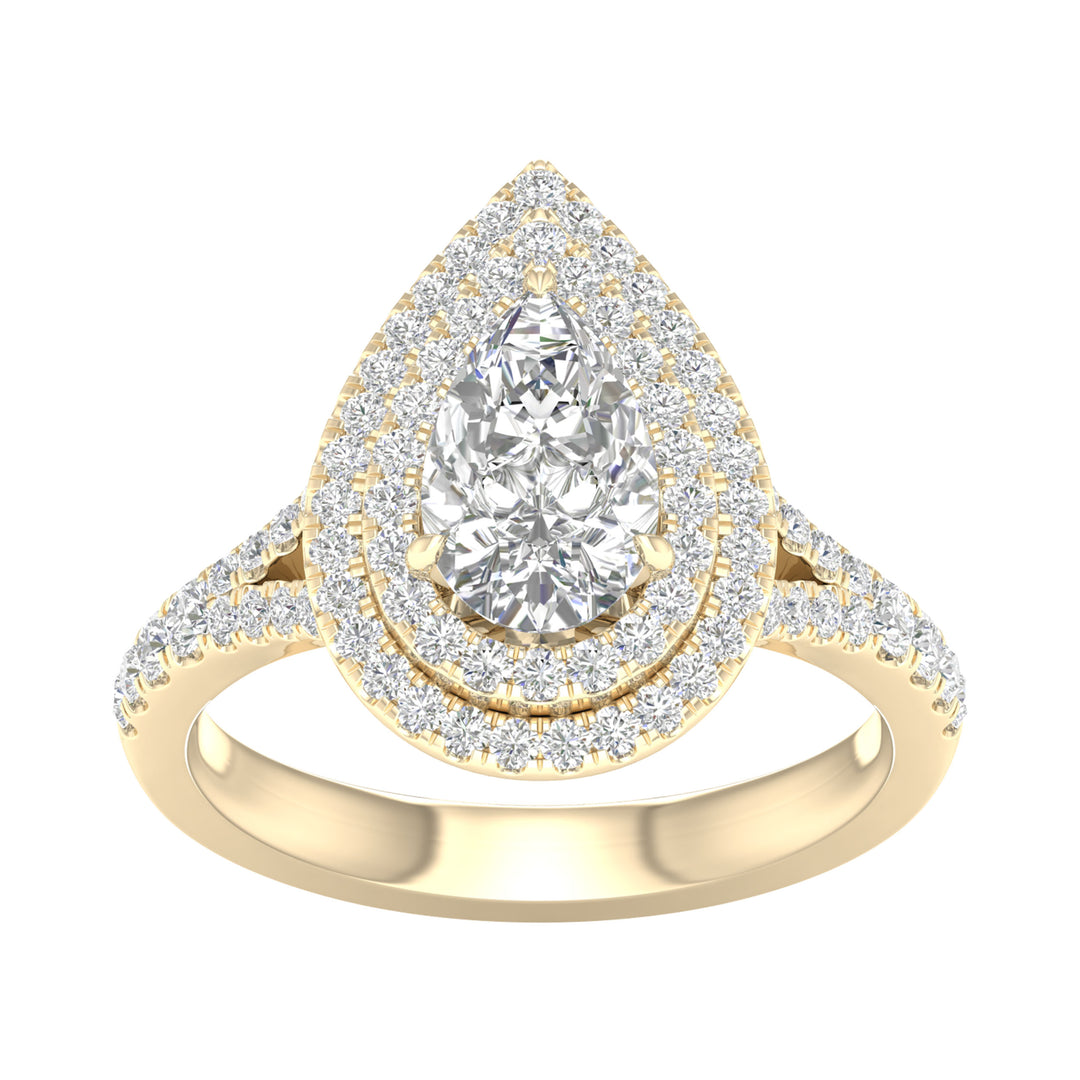 Brilliant 14K Yellow Gold 2CT Lab Diamond Engagement Ring
