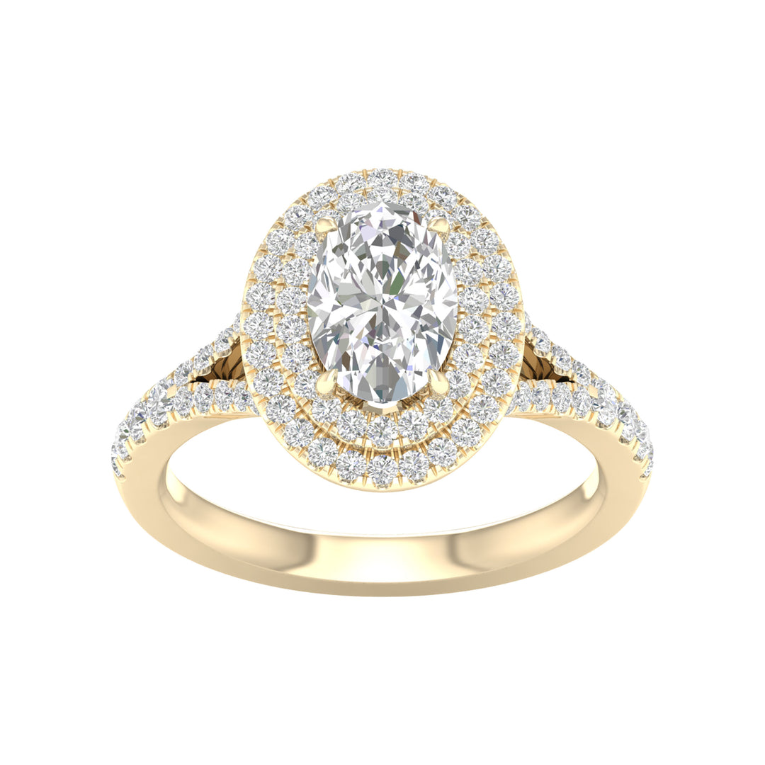 Certified 14K Yellow Gold 2CT Lab Diamond Engagement Ring
