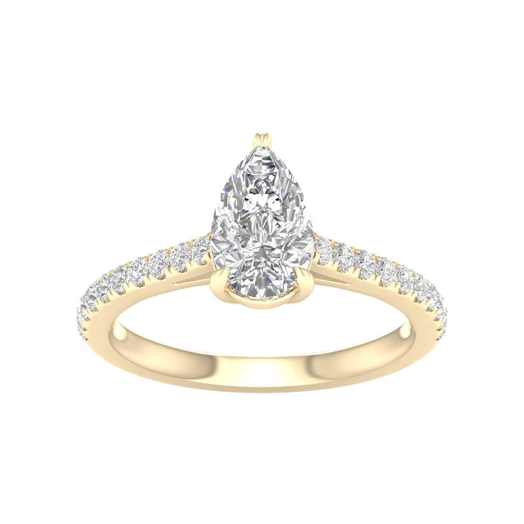 Brilliant 14K Yellow Gold 1.25CT Lab Diamond Engagement Ring