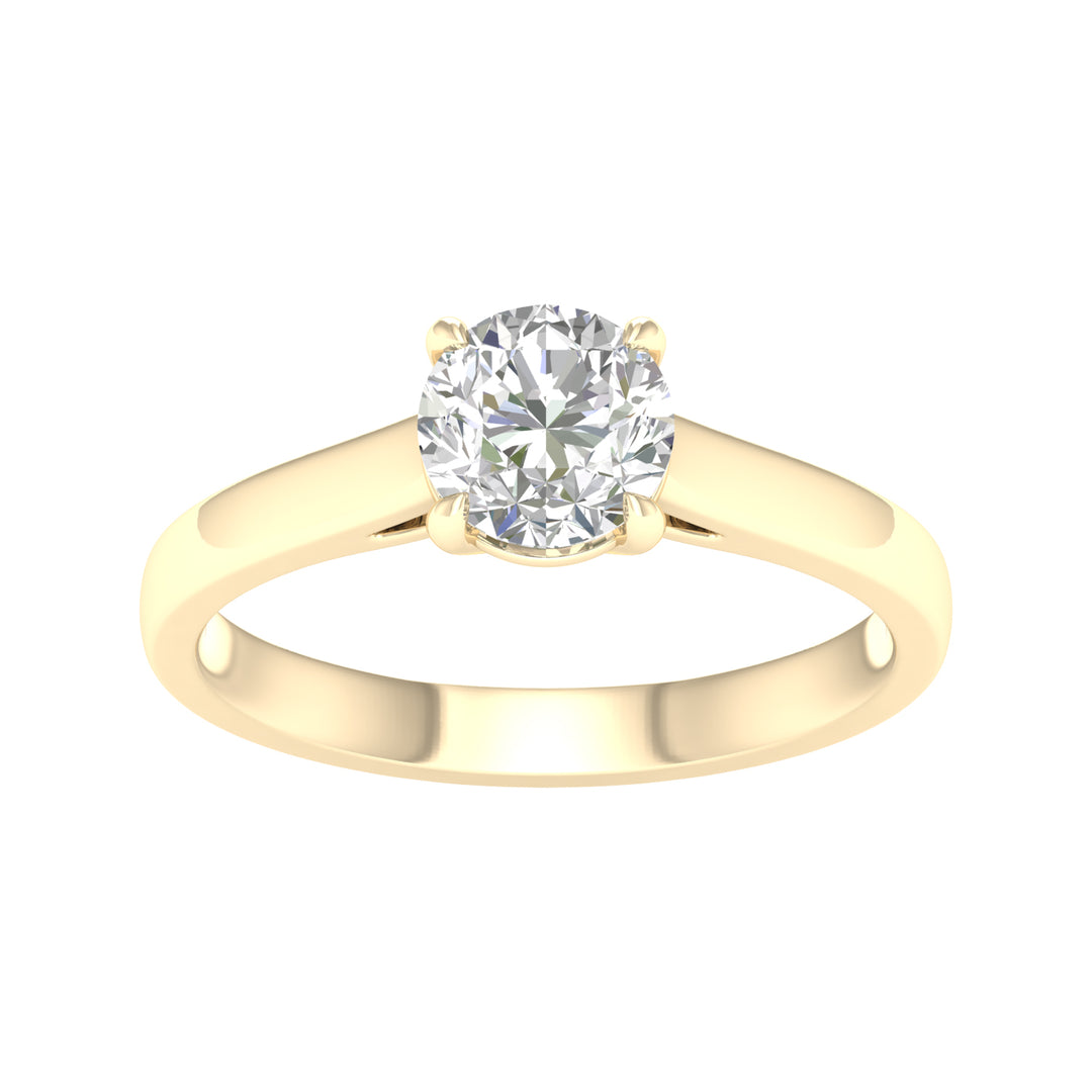 Brilliant 14K Yellow Gold 1CT Lab Diamond Solitaire Ring