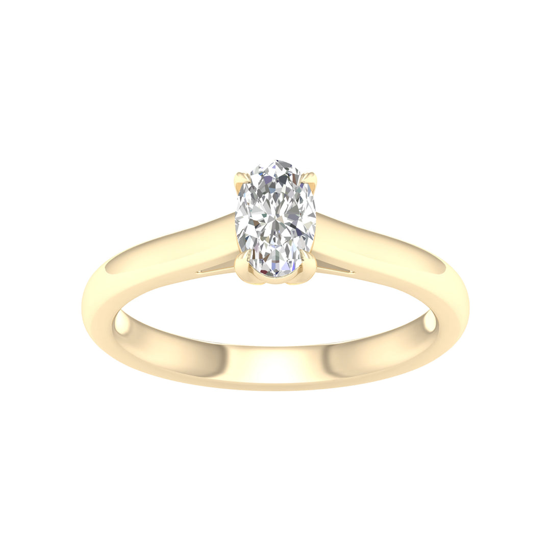 Certified 14K Yellow Gold Lab Diamond Solitaire Ring (0.50CT)