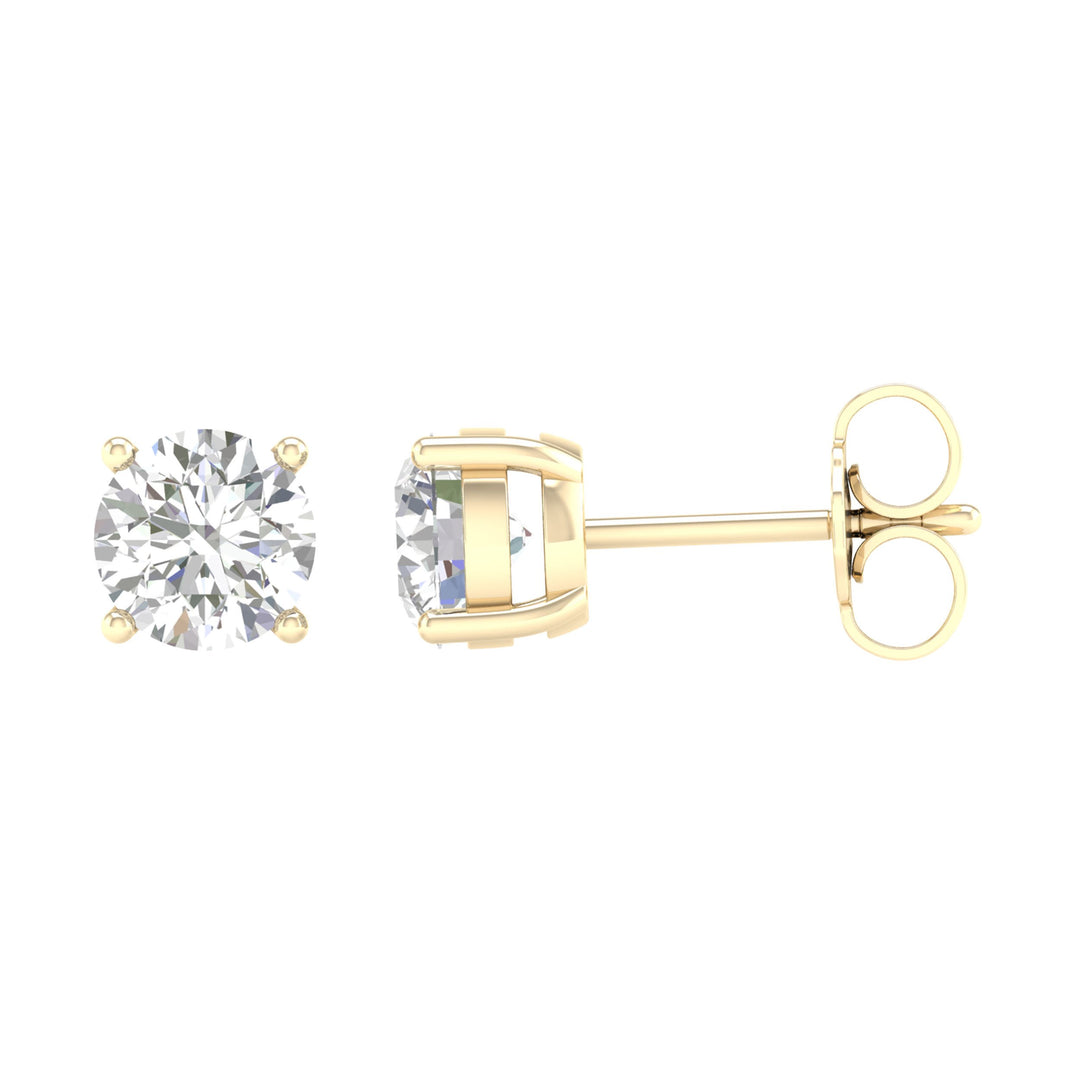 Brilliant 14K Yellow Gold 2CT Lab Diamond Stud Earrings