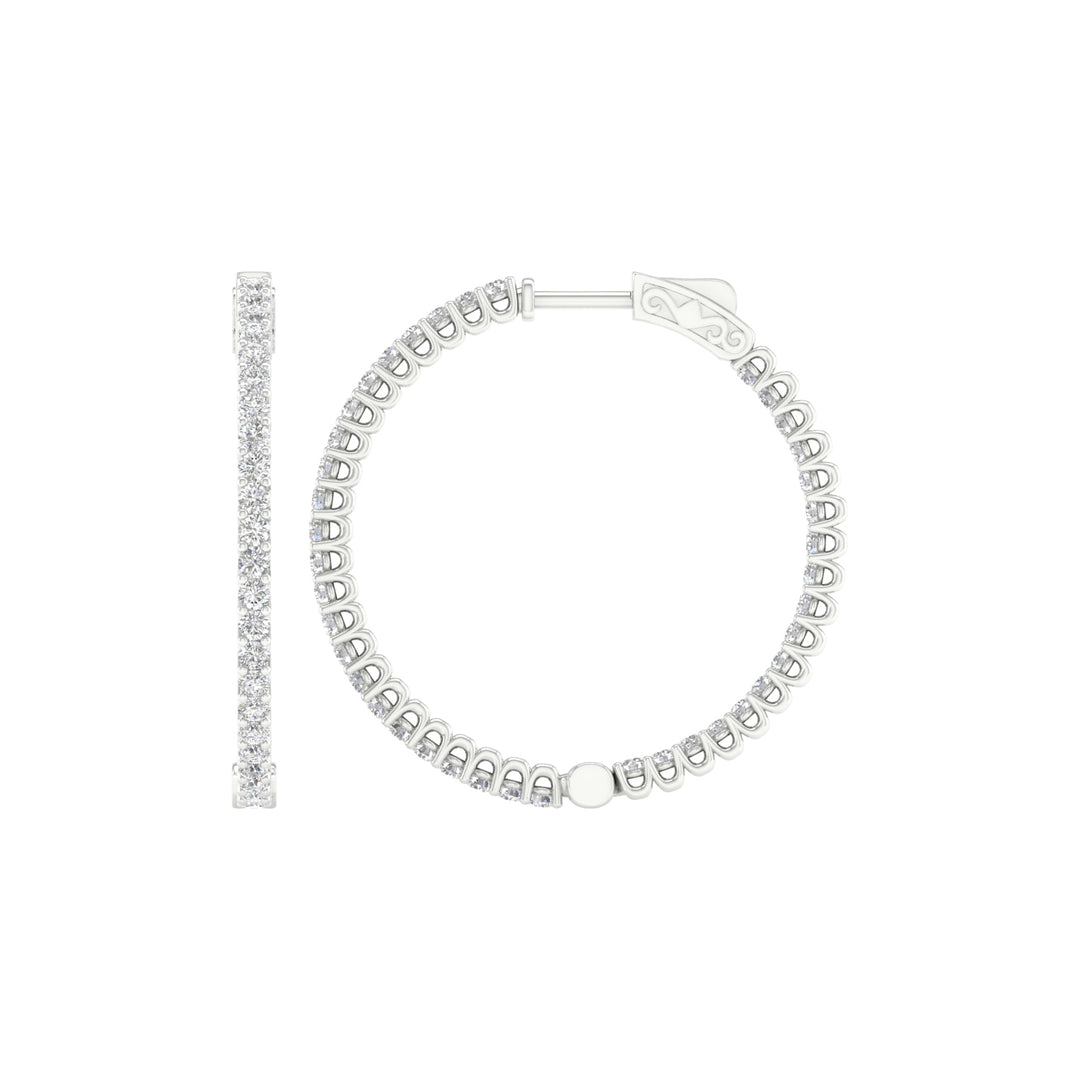 Luminous 14K White Gold Lab Diamond Hoop Earrings
