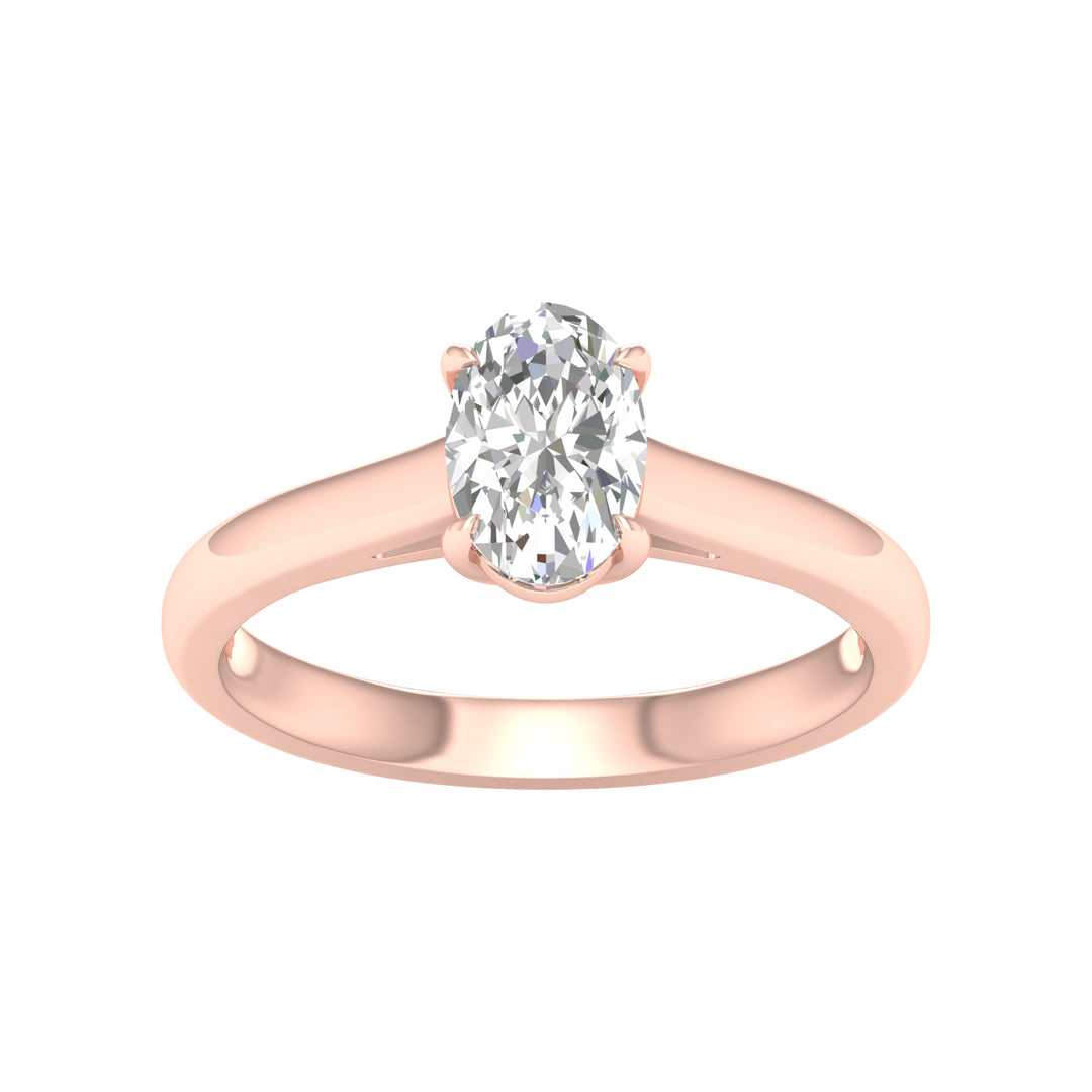 Romantic 14k Rose Gold 1CT Lab Diamond Solitaire Ring