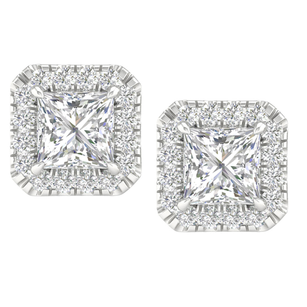 Brilliant 14K White Gold 1.15CT Lab Diamond Stud Earrings
