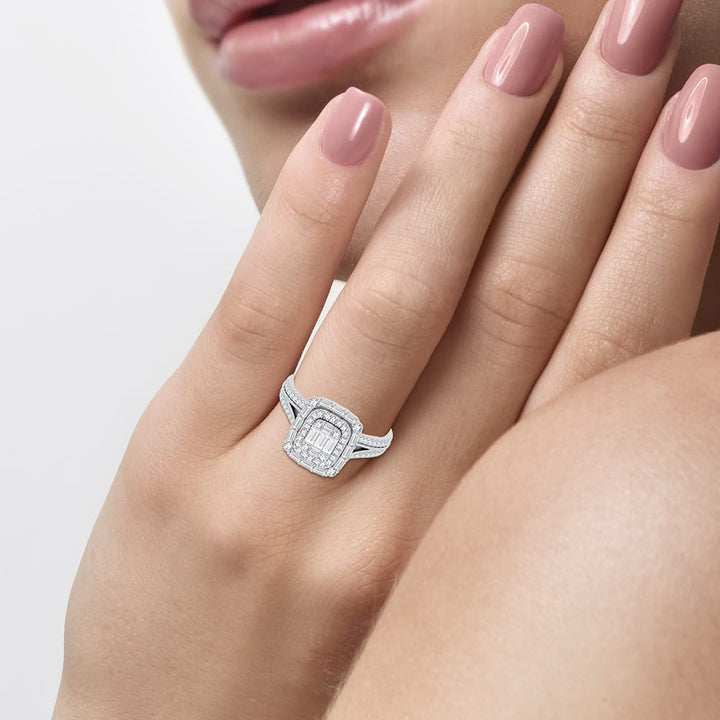 Romantic 14k White Gold Lab Diamond Engagement Ring (0.75ct)