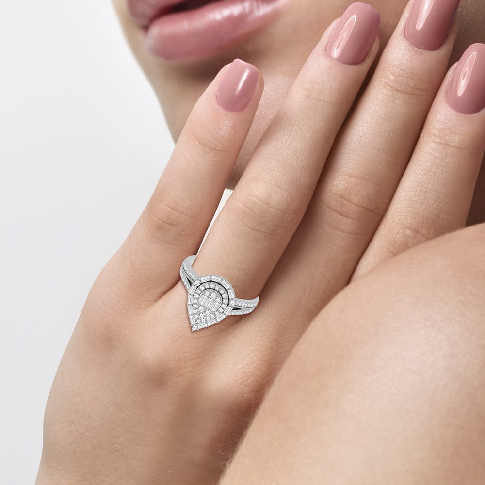 Romantic 14k White Gold 0.75ct Lab Diamond Engagement Ring
