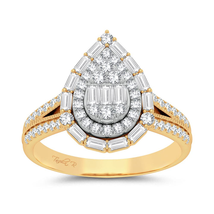 Romantic 14K Yellow Gold 0.75ct Lab Diamond Engagement Ring