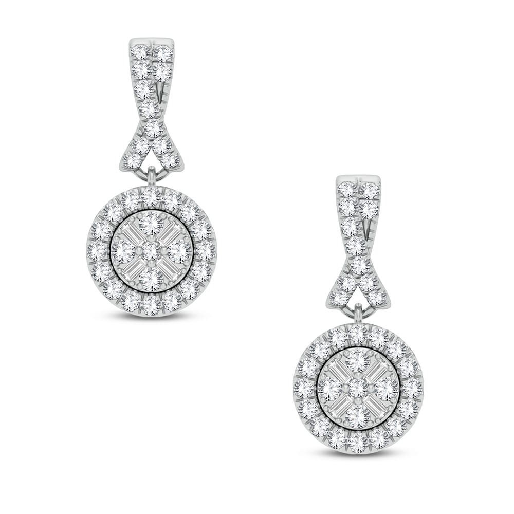 Romantic 10k White Gold Diamond Drop Earrings for Her